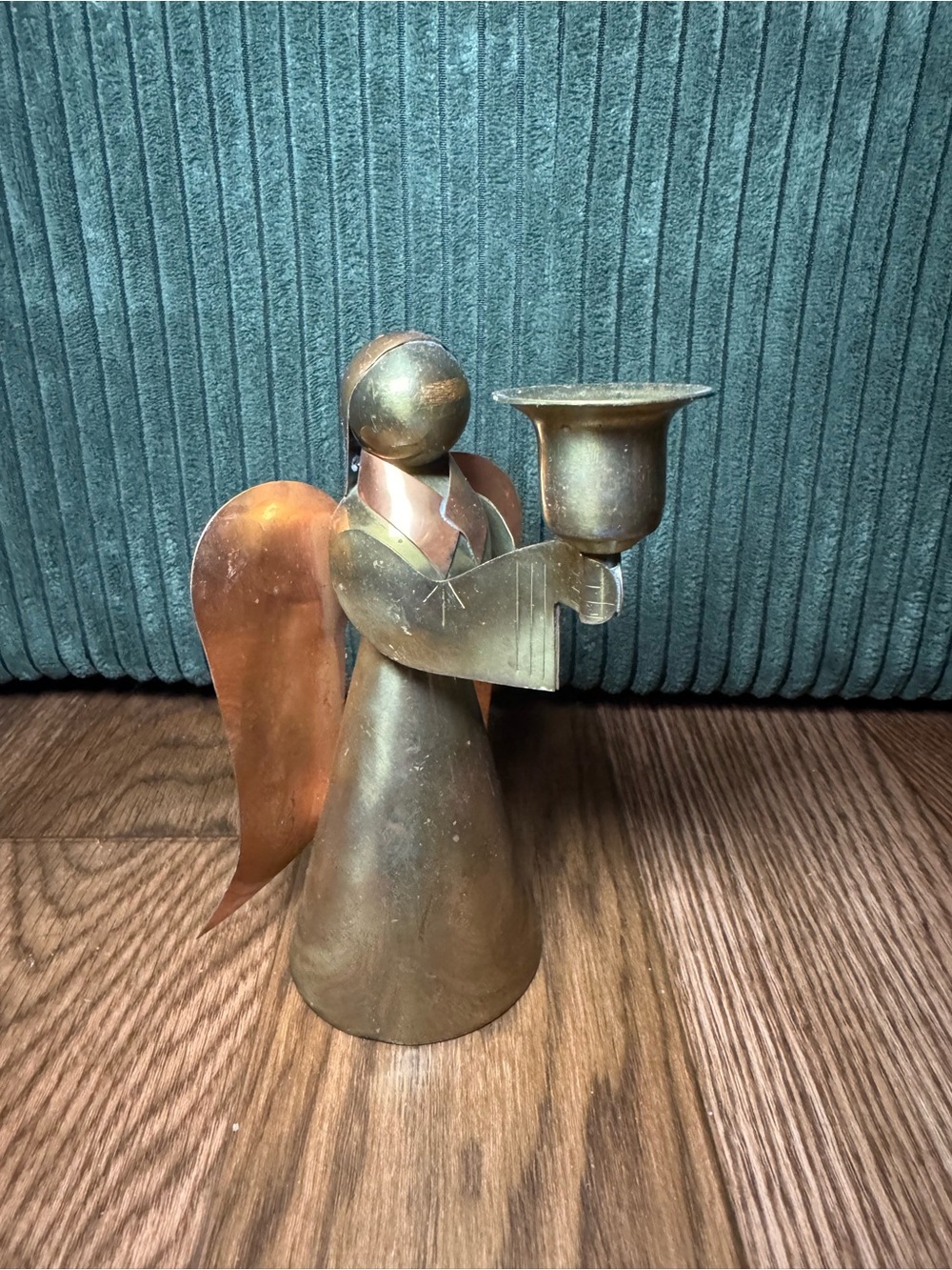 Vintage Copper and Brass Angel Candle Holder